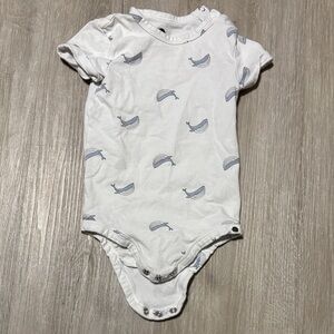 Little Earthling White and Blue Whale Bodysuit